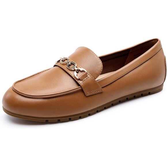 Dream Pairs Women Brown-pu Faux Leather Lightweight Arch Support Slip On Flat - Picture 8 of 9